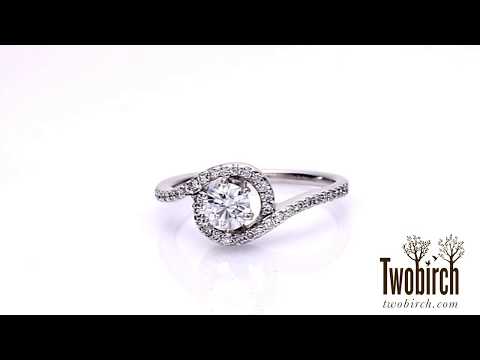 0.78 Ct. Round Bypass Halo Engagement Ring - TwoBirch - TB-ENG-236-WG-EH