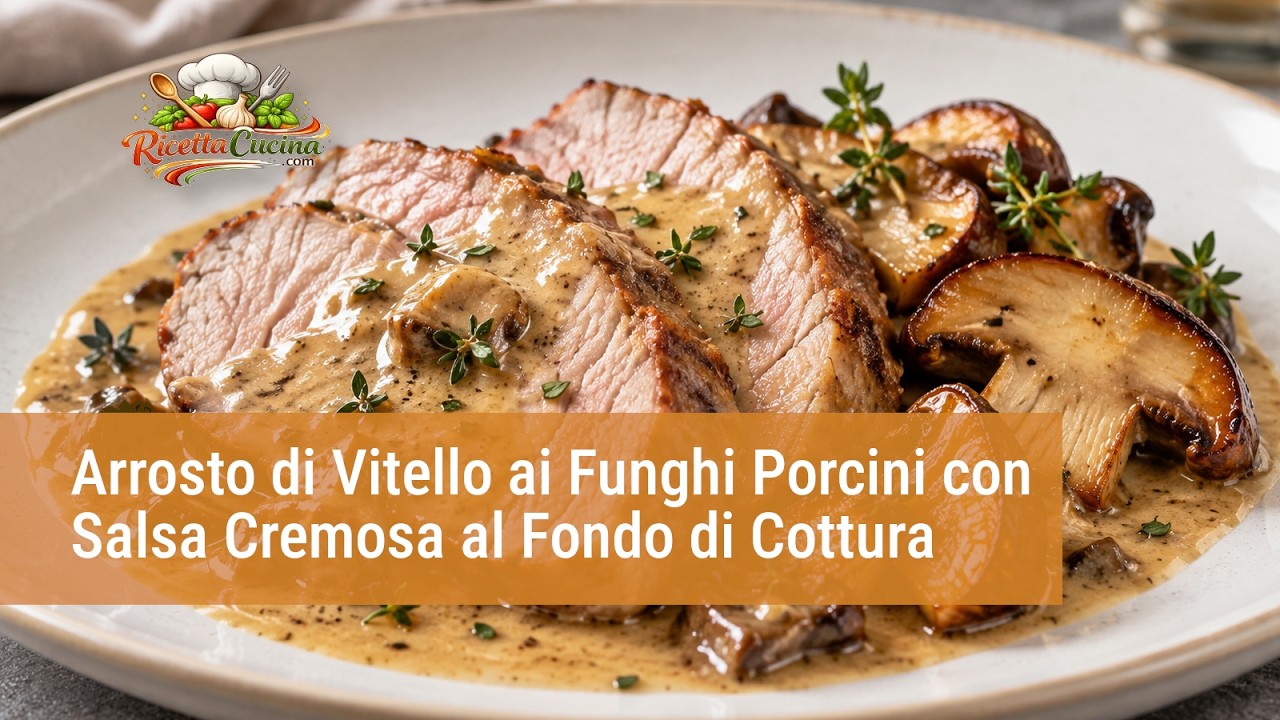 Anteprima video di Arrosto di Vitello ai Funghi Porcini con Salsa Cremosa al Fondo di Cottura