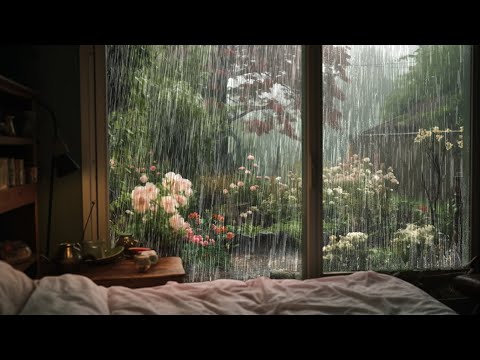 🌧️Spring Rain Falls in a Garden where flowers are blooming - Fall Asleep With Sounds of Rain😴