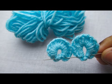 Hand Embroidery Amazing Trick with Cotton Bud and Wool Super Easy Woolen Flower Craft Idea
