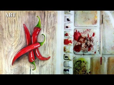 Realism painting:How to Paint With Watercolor | Red chili painting | Realistic Watercolor Painting Video