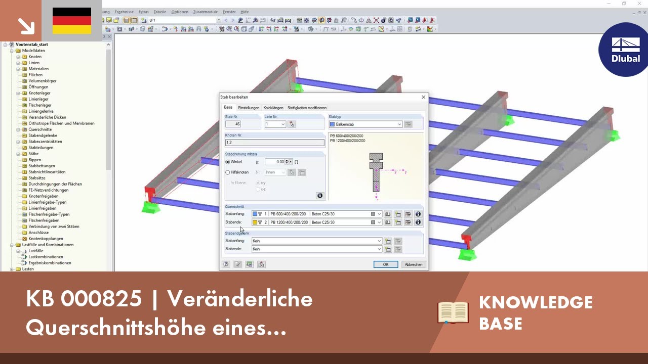 KB 000825 | Veränderliche Querschnittshöhe eines Voutenstabes mit "Linien/Stäbe verbinden" ermitteln