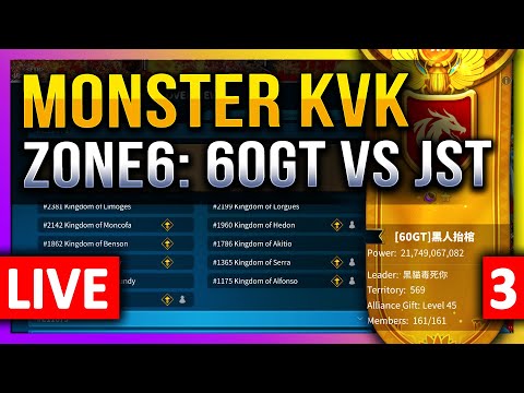 Monster KVK:  60GT vs JST 😮 Zone6 Fights! 🔥 LIVE! 🔴 7 IMP: C11676, 1960, 1365