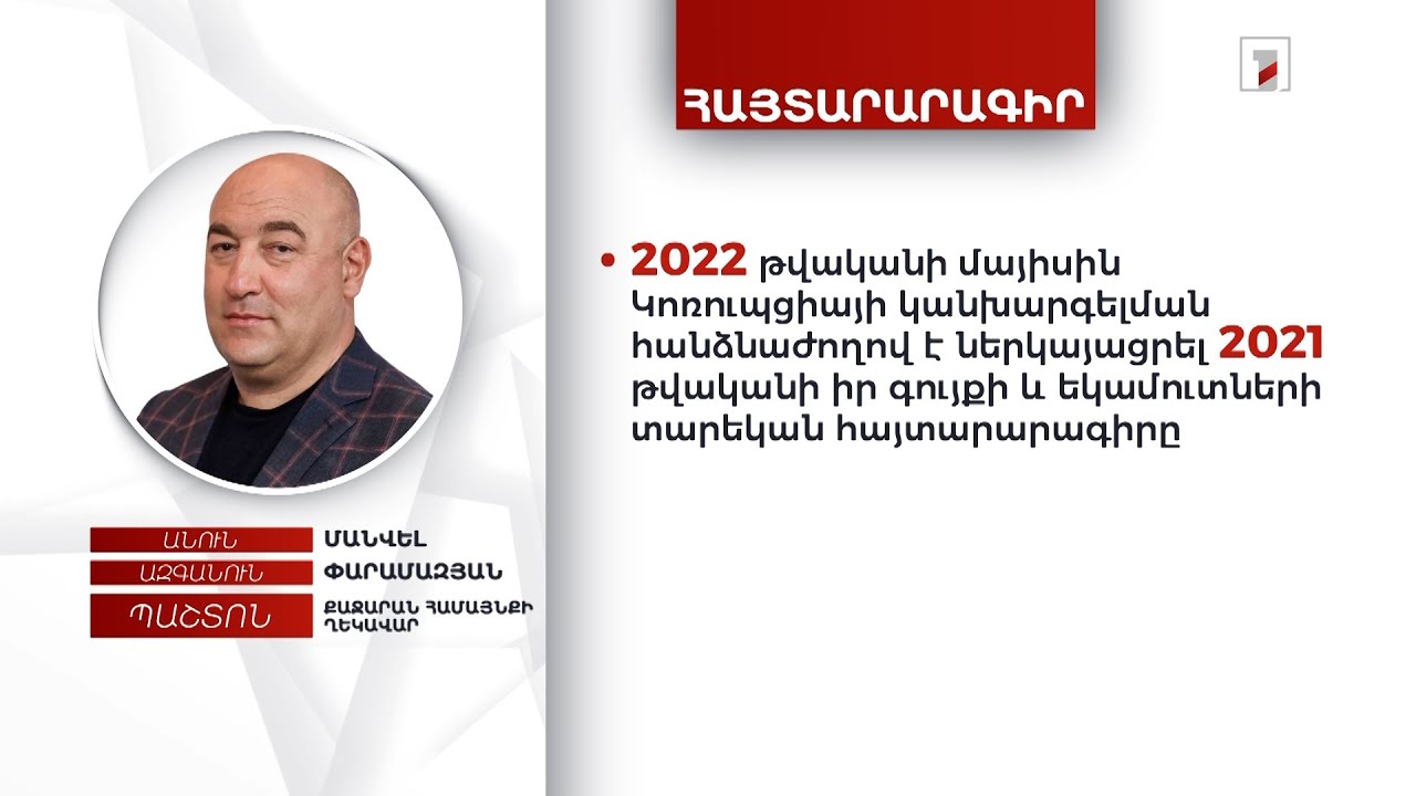 2 անշարժ գույք, ավտոմեքենա, 14 մլն դրամ. Քաջարանի համայնքապետ Մանվել Փարամազյանի հայտարարագիրը