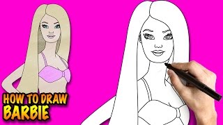 How to draw Barbie - Easy step-by-step drawing lessons for kids