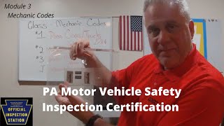 What are mechanic license codes? PA Motor Vehicle Safety Inspection Re-Certification Training