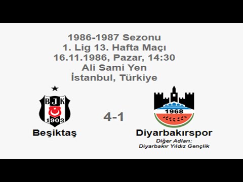 Beşiktaş 4-1 Diyarbakırspor 16.11.1986 - 1986-1987 Turkish 1st League Matchday 13