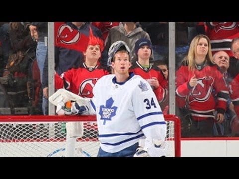 James Reimer makes a late paddle save on Jagr