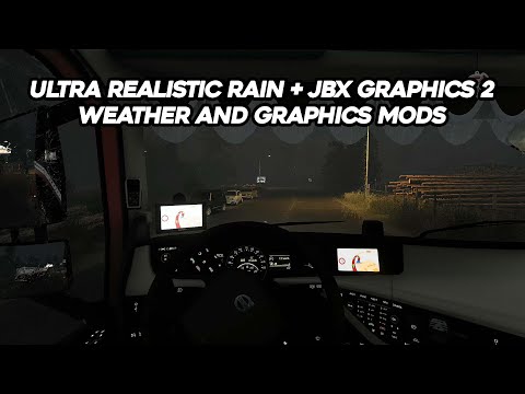 Realistic Rain + JBX Graphics 2 + Night ETS 2 Mods | Pomezania Map | Volvo FH16 Timber Truck