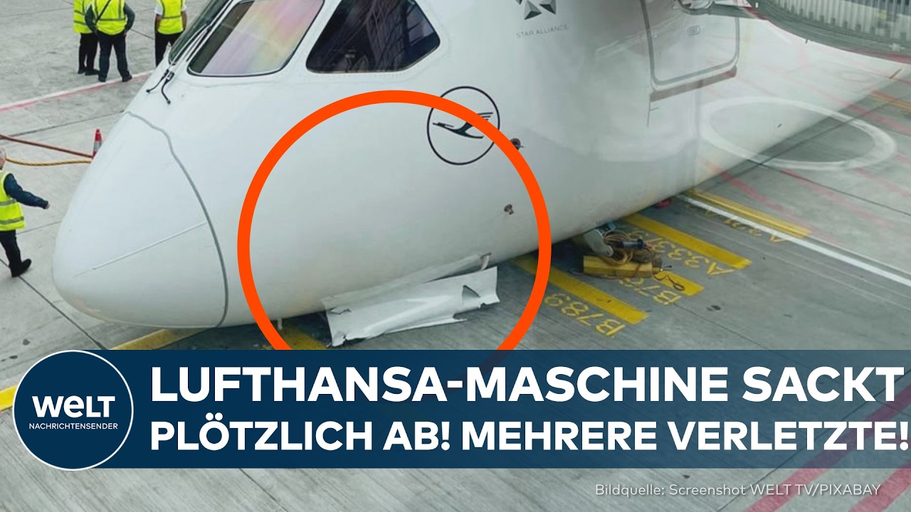 FLUGHAFEN FRANKFURT: Lufthansa Maschine sackt am Terminal ab – Mehrere Mitarbeiter verletzt