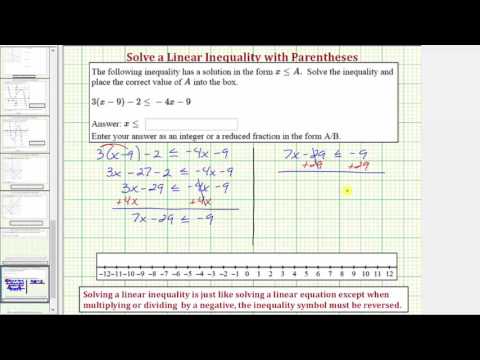 Ex: Solve a Linear Inequailty with Parentheses