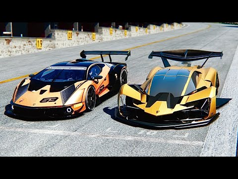 Lamborghini Terzo Millennio GTR Concept vs Lamborghini SCV12 Essenza at Monza