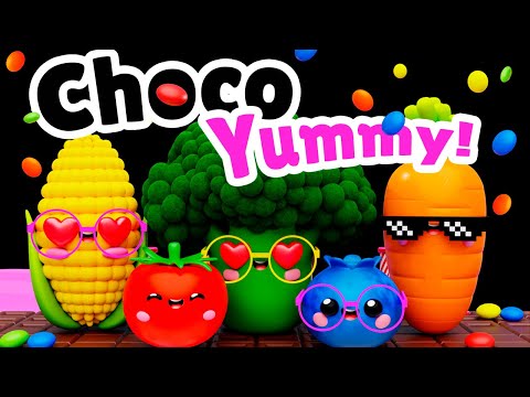 Baby Fruit Dancing - CHOCO YUMMY Song🍫🥳 🎈 | Fun Baby Sensory Video with Nursery Rhymes