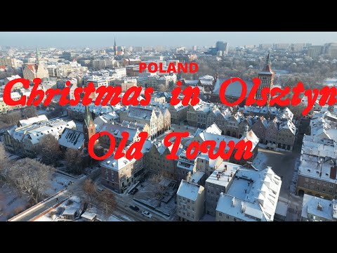 Christmas in Olsztyn Old Town - 4K drone video