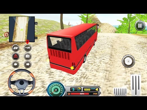 Uphill Red Offroad Bus Driving Sim Game || Bus Games || Bus 3D Driving Game
