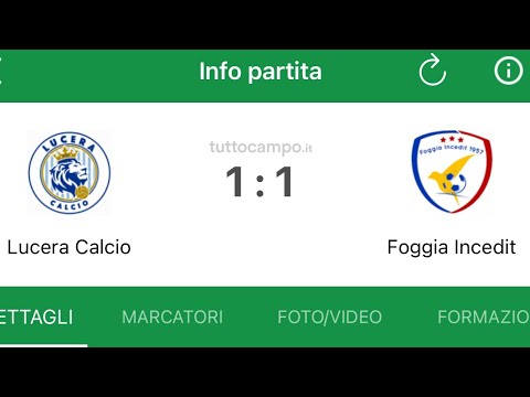 JUNIORES LUCERA: LUCERA FOGGIA INCEDIT 1-1 - PRIMO PAREGGIO IN CAMPIONATO