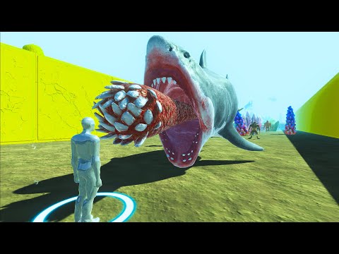 FPS AVATAR VS MEGALODON EXTREME UNDER WATER DEATH RUN   Animal Revolt Battle Simulator
