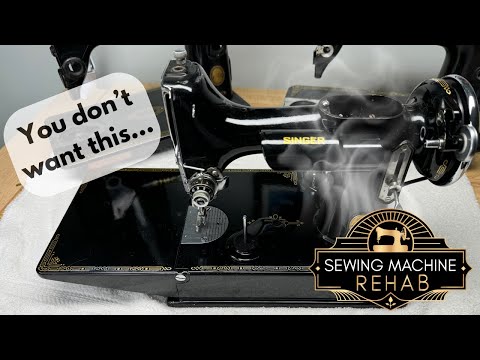 A smoking Singer Featherweight motor...think twice before plugging in your vintage sewing machine...