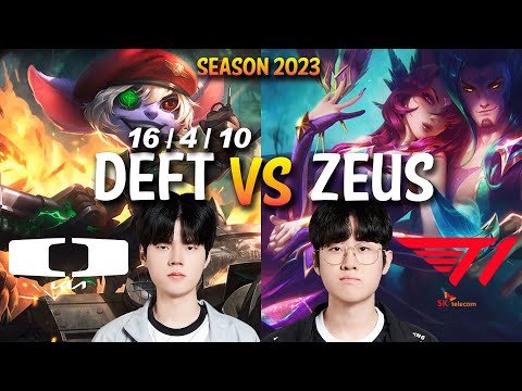 DK Deft vs T1 Zeus - Deft TRISTANA vs Zeus XAYAH ADC - Patch 13.13 KR Ranked