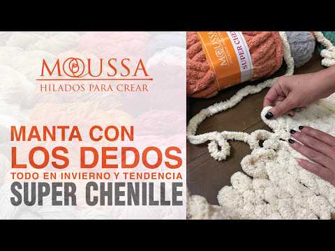 TEJEMOS UNA MANTA +  jacquard con nuestro Súper Chenille 🧶 Moussa Lanas, tendencia en hilados 🧶