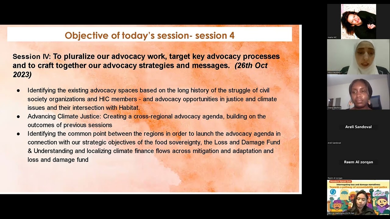French - Session 4 of the Co-learning space on Social Production of Habitat