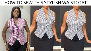 DIY: How to Draft & Sew a Waistcoat Top with Big Statement Collar | Easy Beginner Friendly Tutorial 