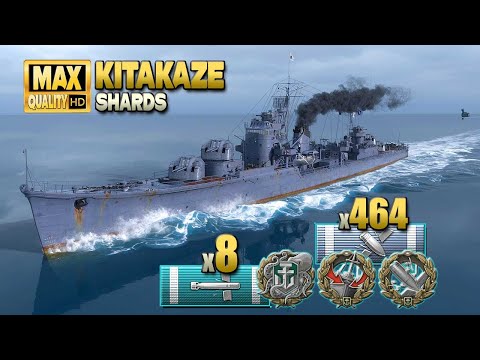 Destroyer Kitakaze fearless fighting on map Shards - World of Warships