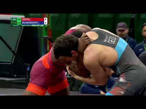 Round 3 FS - 70 kg: J. GREEN (USA) v. L. KELEKHSASHVI (GEO)