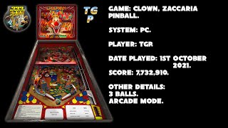 Clown - Zaccaria Pinball - Arcade mode, 3 balls - 7,732,910  points.