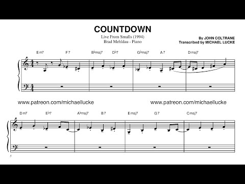 Brad Mehldau - Countdown (Bootleg from Smalls, 1994) - Transcription