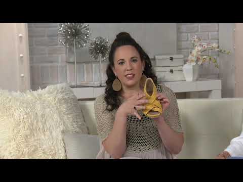 Earth Scrunched Nubuck Cross-Strap Wedges - Ficus Gemini on QVC