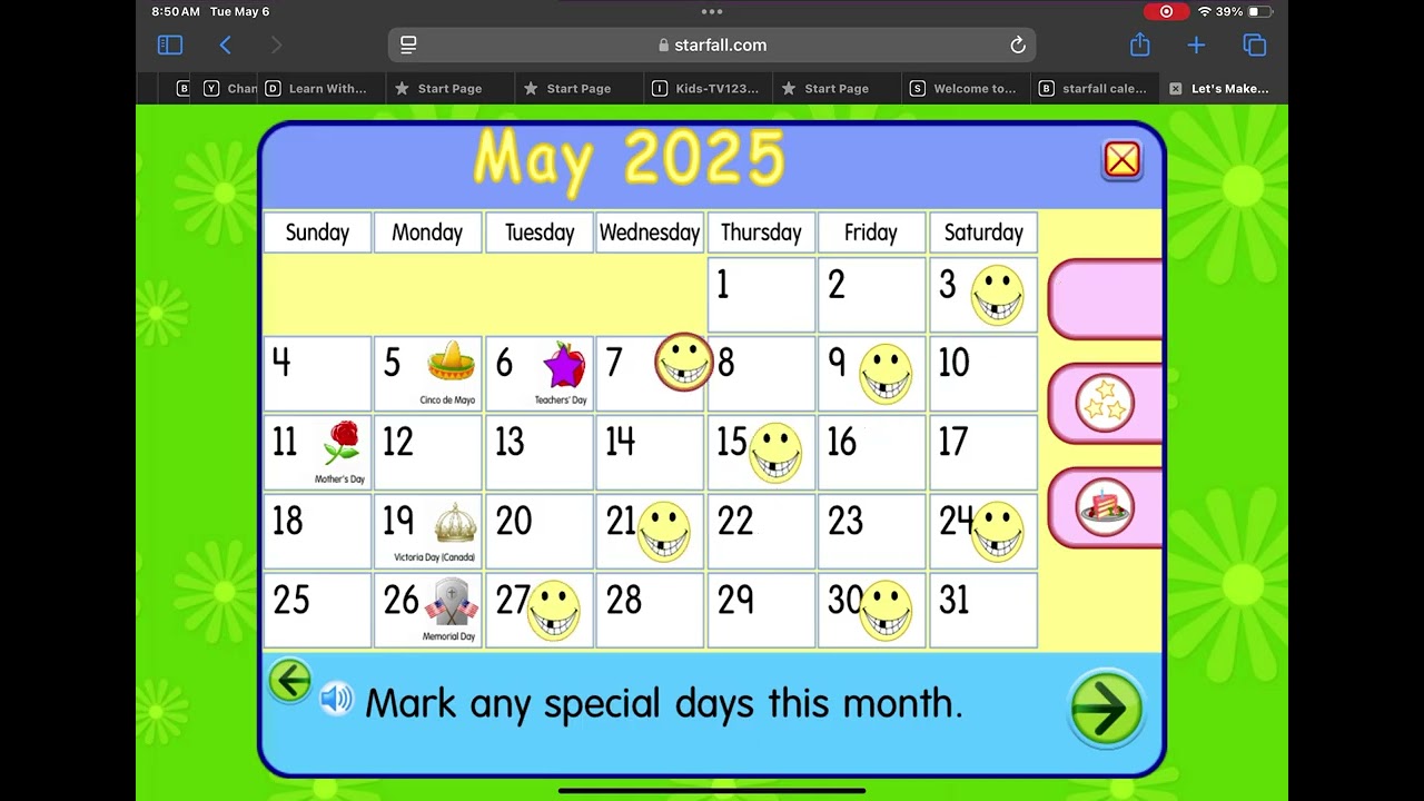 Let's Make a Calendar - Starfall
