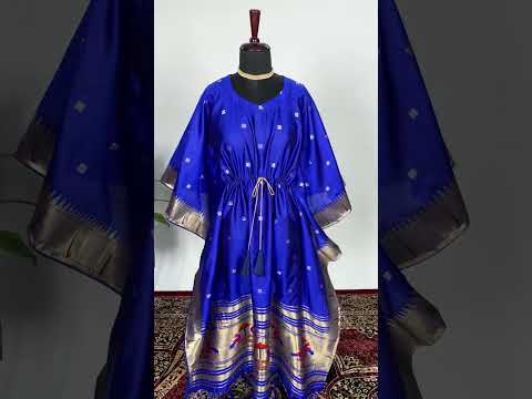 Red Color Weaving Zari Work Jacquard Paithani Kaftan Dress