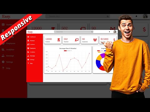 Responsive Admin Dashboard Using HTML CSS & JavaScript with Chats & Graphs || Cool Admin Dashboard