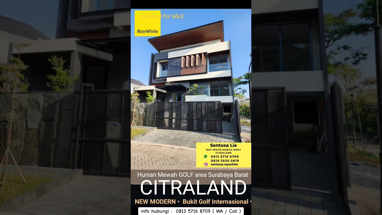9 Milyaran Dijual Rumah Baru Bukit Golf Internasional Citraland Surabaya New Modern Split Level 2,5 Lantai - Garasi Carport 4 Mobil - Surat SHM - Dekat Uc, Hokky Buah, Ciputra Hospital, Cbd Citraland