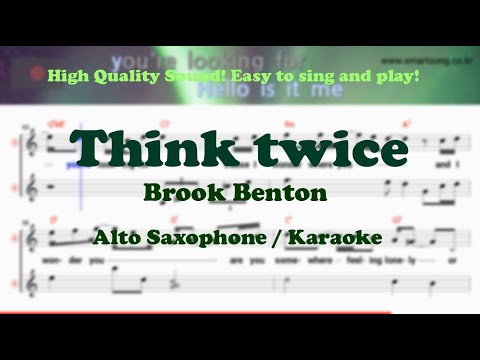 Think twice - Brook Benton (Alto Saxophone Sheet Music Bb Key / Karaoke / Easy Solo Cover)