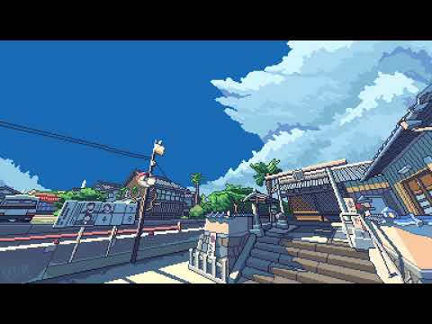 Ambient Wind Japanese Pixel Art Town 10 hours