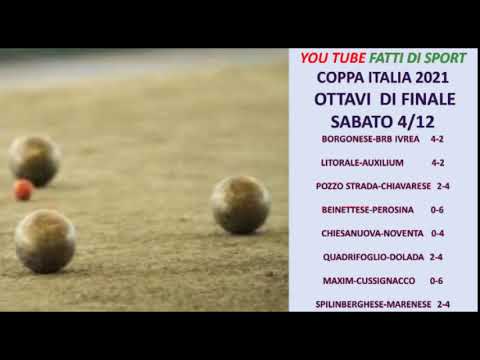 Bocce : Risultati Ottavi Coppa Italia 2021