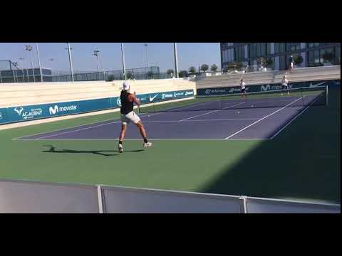 Rafa Nadal court level practice intense hitting