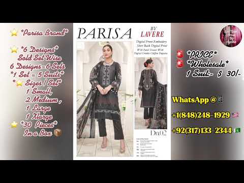 Wholesale||Pakistani designer Lawn Ready to  Wear collection 2022||suite set only!$30|| Parisa Brand