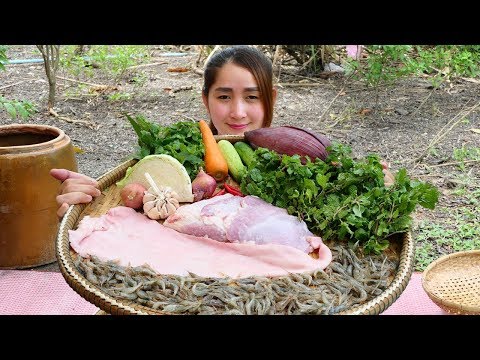 Yummy Special Salad Cooking - Pork River Shrimp Salad - Cooking With Sros Video