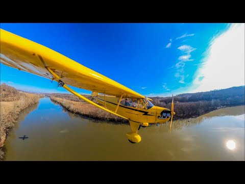 1947 Piper J3 Cub GoPro flying