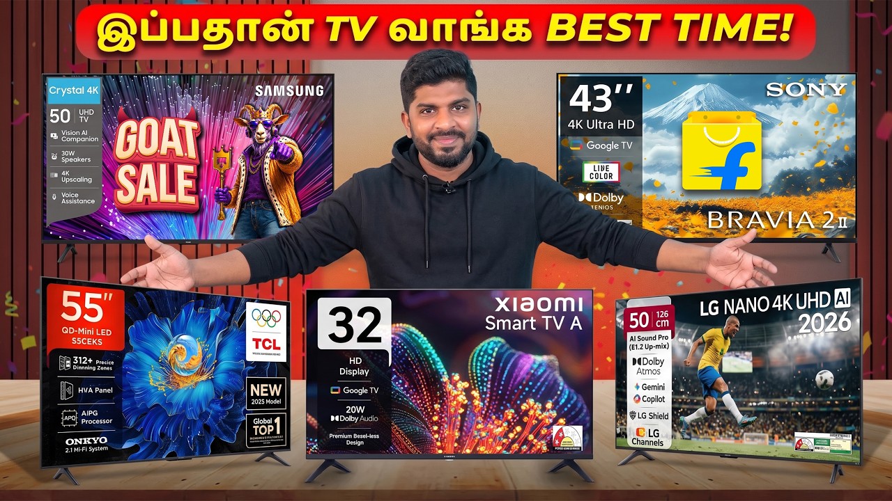 🔥 Best Smart TVs Under Budget 💥 Flipkart GOAT Sale | 32”, 43”, 50”, 55 Inch TV Offers Tamil
