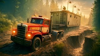 IMPOSSIBLE Transporting Oversized Construction Trailer - SnowRunner | Logitech G29 gameplay