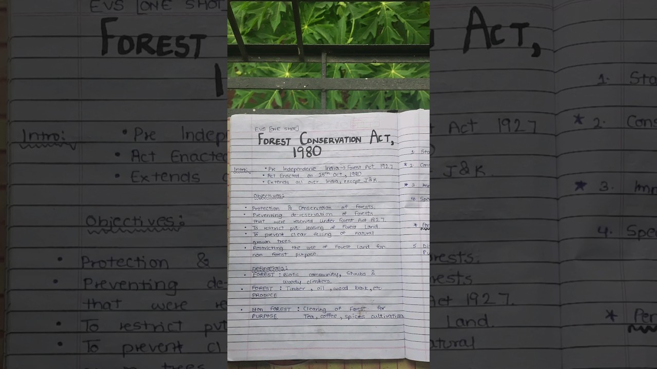 FOREST CONSERVATION ACT,1980 | EVS | [BCOM/BBA/BSC/ARTS & others] #explore #evs #study #forest #wild