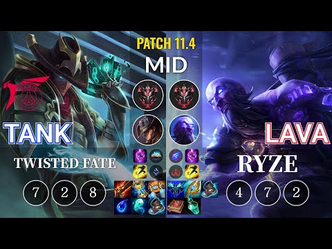 TLN Tank Twisted Fate vs Lava Ryze Mid - KR Patch 11.4