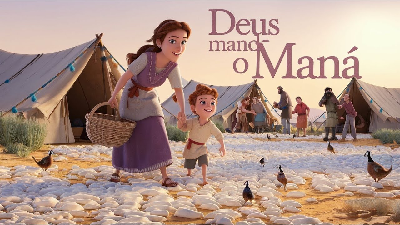 Deus Manda o Maná - historinhas biblicas infantil para ensinar as crianças pequenas na igreja