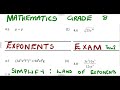 Mathematics Grade 8 Exponents Exam 1 Term 2 @mathszoneafricanmotives