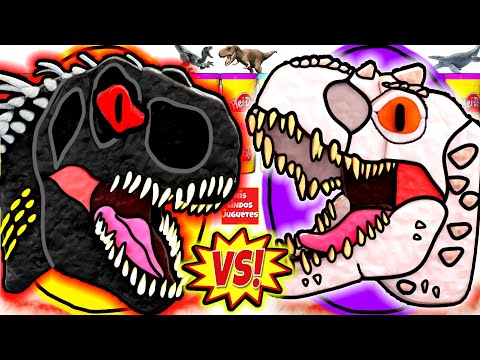 Huevos Sorpresa Gigantes de Dinosaurios Indominus Rex vs Indoraptor de Jurassic World de Plastilina