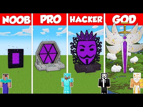 CURSED PORTAL HOUSE BUILD CHALLENGE - Minecraft Battle: NOOB vs PRO vs HACKER vs GOD / Animation